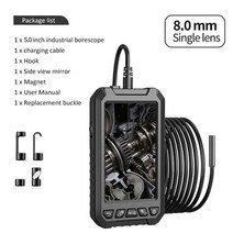 스마트폰내시경 카메라 산업용 배관 하수구 트리플 앰프 dual lens endoscope 1080p 내시경 검사 5 inch lcd screen with 6 led lights, 1m, 8mm 단렌즈