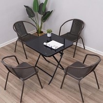 주물야외테이블 4인 옥상 정원 마당 야외용 기구 철제 세트 원형, 검은색유리접이식사각테이블80개+주변의자2개