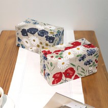 유노야 플라워가든 린넨 티슈커버 2P세트, 레드+레드