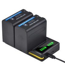 호환 정품 베터리 durapro np f970 np f960 7800mah 배터리 전원 표시기 포함 led 비디오 조명용 led 듀얼 충전기 소니 ccd rv100, 배터리 2개, 협력사