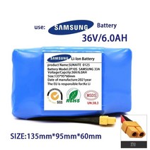 전기자전거 전동킥보드 배터리 36V 팩 6000mAh 6.0Ah 충전식 리튬 이온 전기 셀프 밸런싱 스쿠터 호버 보드 외발 자전거용, [01] 4400mAh