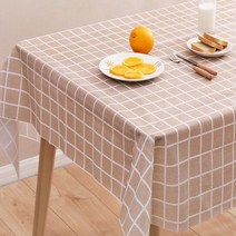 JKC 크리스마스 방수 식탁보 파티 캠핑 집들이 체크 테이블보 4인 2인 / (사은품마스크스트랩증정), 브라운체크, 137*137(원형)