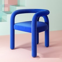 라운드 볼드 체어 카페 인테리어 화장대 라운지, 블루, 1개