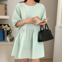 심플 미니 여름 원피스 A라인 핀턱 허리셔링 러블리