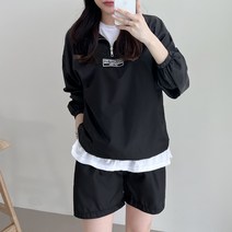 아노락 집업세트 여성 바람막이 트레이닝 세트 반바지