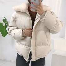 여성용 태솔 페이크 퍼 숏 패딩 점퍼