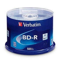Verbatim BD-R 25GB 16X 블루레이 레코더블 미디어 디스크 50팩 스핀들 98397