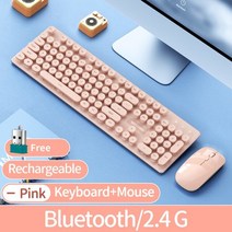 저소음 키보드 xiaomi 무선 키보드 및 마우스 콤보 블루투스 풀 사이즈 104 키, 분홍색