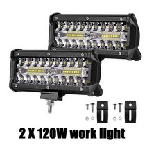 선박용 램프 라이트 LED 작업 표시 줄 7 인치 120W 콤보 스팟 홍수 빔 Led 바 4x4 오프로드 헤드 자동차 바이크 오토바이 트랙터 보트 ATV SUV, [01] 2pcs Black