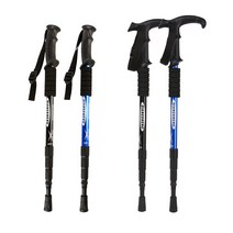 Wg 1+1 두랄루민 등산스틱 T자형 I자형 입문용 4단 초경량 등산지팡이, T자형블랙+T자형블루
