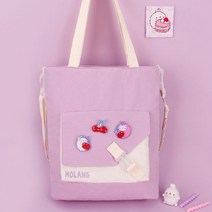 몰랑 포인트뱃지 탈부착 크로스백 학원 보조 가방 캔버스백 숄더백 무지 천가방 여학생 선물