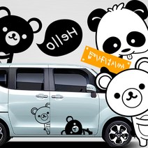 [카르쉐] 레이 튜닝 랩핑 차꾸미기 스티커, 우측-30x50cm(대), 헬로쿠마(라인타입)-화이트, 1개