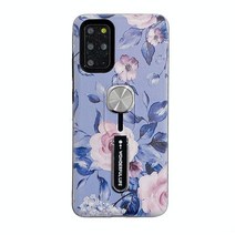 Hosgor 갤럭시 S20 울트라 케이스 홀드 그립 귀여운 꽃 프린트 견고한 충격 방지 슬림 소프트 TPU + 매트 PC 듀얼 레이어 핑거 링 스트랩 커버 삼성 울트라용 - 6, Blue_Galaxy S20(6.2 inch)