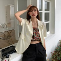 복고풍 루즈핏 카디건 반팔정장 재킷 여대생 필수템 코디템