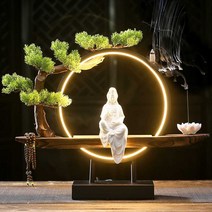 천수관음보살 모형 상 LED 불상 세라믹 무드등 부처상, 관음(백자) + 램프