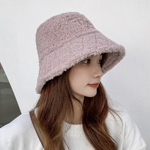 AGENT뽀글이털모자 방울털 앙고라 극세사 니트 여성 방한모자 버킷햇