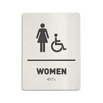 Women Restroom Identification Sign - Wheelchair Accessible ADA Compliant Bathroom Sign Raised Icon, 1
