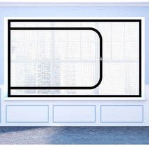 고양이방묘창 고양이 방충망 펫도어 방묘문 지퍼가 보이지 않는 스크린 창 그물 쉬운 설치 높은 광선 투과율 모기 곤충 방지 조류 및, W120XH140cm+Black edge Black n