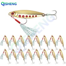 [QISHENG] 메탈지그 CS-MP 17개입 세트 산천어 송어 갈치 삼치 농어 광어 우럭 배스 쏘가리 방파제 선상낚시, 골드, CS-MP20g