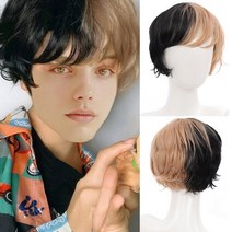 넓은이마 가발수선 엠자이마 가발대여 남자붙임머리 반삭가발 가발사이트 이용사통가발 혼주가발 군인가발 원형탈모가발 AILIADE 패션 짧은 가발 남자 소년 짙은 녹색 합성 75, 협력사, AW06-2