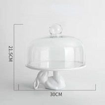 애프터눈 티 트레이 케이크 스탠드 디저트 생일 파티 웨딩 장식 세라믹 접시 귀여운 만화 토끼 과일 빵 스낵, 4.A 30CM With lid