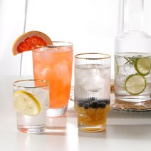 리얼24K 골드라인 홈 카페 유리컵, 하이볼 대 (600ml)