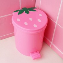 미니 딸기 페달 휴지통 원터치 쓰레기통, 분홍, 1개