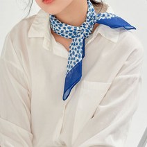 가혜상점 쁘띠 사각 얇은 땡땡이 꽃무늬 목 손수건 린넨 스카프 55cm 14종