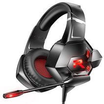 2022 업그레이드 게이밍 헤드셋 유선 헤드셋 PS5 PS4 PC 노트북 스위치 7.1 서라운드 사운드 및 LED 조명용 마이크 포함 3.5mm 오디오 잭 및 USB