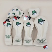 신상품 골프채 세트 퍼터 하프 라운드 원 우드 폴 커버 한판 어부 헤드 보호 케이스, 베이지(6개 세트)