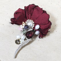 초코젬 코사지 카네이션브로치A 패브릭 꽃 핸드메이드 스톤브로치