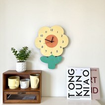 음소거 거실 자녀방 장식 귀여운 벽시계 꽃, 기타, 미니 크림 플라워 20CM 곱하기 30CM