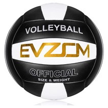 EVZOM 슈퍼 소프트 배구 비치 공식 사이즈 5 야외/실내/수영장/체육관/훈련용 프리미엄 장비(블랙), Black-White