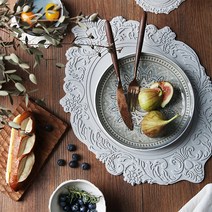 벨류세라믹 아멜리아 플레이트 실리콘 레스토랑 식기세척기 소독 가능 테이블 식탁 매트, 그레이