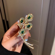 골든 칼라 백합 꽃 브로치 그린 크리스탈 여성 브로치 핀 의상 보석 도매 패션 선물 항목
