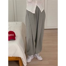 핀턱 면 트레이닝 배기 조거 팬츠 밴딩 루즈핏