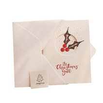 봉투 스티커가있는 3 개의 크리스마스 인사말 카드 세트 XMAS 엘크 엽서, 유형 C.