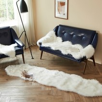 모두의러그 장모 양털 양모 러그 4인용 쇼파패드 60X230, 화이트