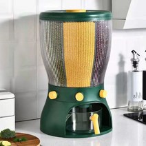 Xdroplet 원터치 밀폐 잡곡통 계량 쌀통 10kg, 녹색