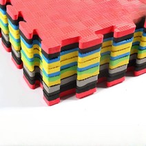 층간소음매트 태권도장 체육관 놀이방 퍼즐 바닥매트, 콘센트는 고밀도 5 채널 패턴 노란색과 파란색 2cm입, 1개