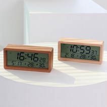 GOUSSE 빈티지 무소음 LCD 우드 탁상 알람 시계, 메이플