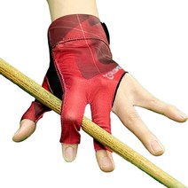 POIBWBUN 당구 장갑 스누커 풀 큐 남성 및 여성용 미끄럼 방지 통기성 편안한 3손가락 왼손 (레드)