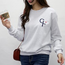 여자친9 시크한 영문 볼륨자수 맨투맨 빅사이즈 (S~2XL)