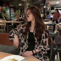 안나리야 루즈핏 레오파드 호피 가을 쉬폰 블라우스 SY