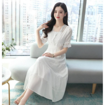 [흔훤국제] 댄블 펀칭 레이스 원피스