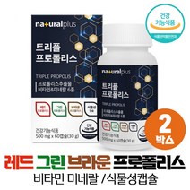 프로폴리스 레드 그린 브라운 3가지 프로폴리스추출물 식물성캡슐, 2개, 60캡슐
