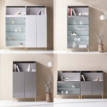 모던탑21 버디 800 유리 장식장 진열장 다용도 수납장, 버디 800-5단 장식장(그레이), 유리도어