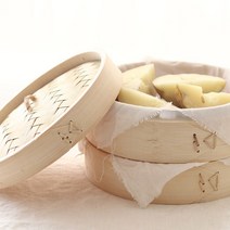 [살림일기] 우드 2단 대나무 찜기 찜통 찜판 만두 호빵 딤섬 (2size), 22cm