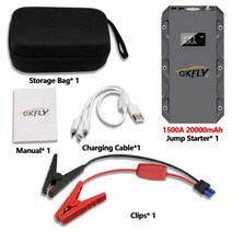 점프앤고 GKFLY 점프 스타터 20000mAh 1500A 12V 시작 장치 보조베터리 자동차 배터리 부스터 충전기 가솔린 디젤 자동차 스타터, 24000mAh XMEPRO, 중국, 24000mAh XMEPRO