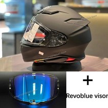 쇼에이 헬멧 풀페이스 반모 전체 얼굴 오토바이 Z8 RF-1400 승마 모토 크로스 레이싱 헬멧-매트 블랙, XXL, Revo blue visor